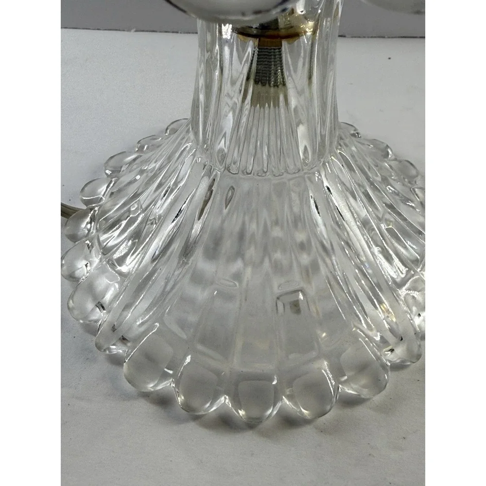 Vintage Glass Mushroom Lamp Boudoir Crystal Hollywood Regency Bedside Vanity